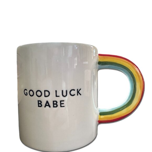 "Good Luck Babe" Rainbow Handle Coffee Mug - Picture 1 of 4